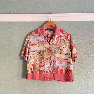Colorful Short Sleeve Button-Up Shirt